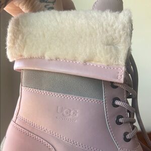 UGG Light Pink and Gray Boots with Cream Fur